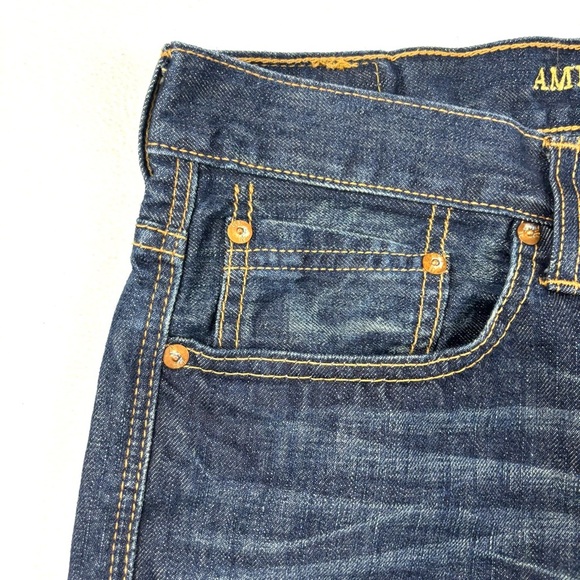 American Eagle 100% Cotton Whiskered Midrise Relaxed Straight Mens Jeans (33/34) - Picture 5 of 15